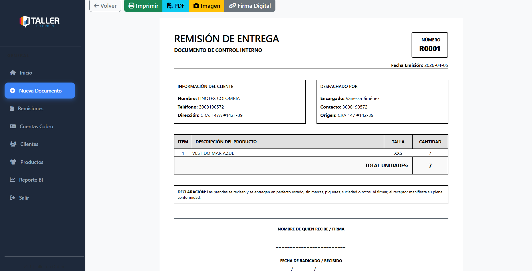 Todo en uno confección