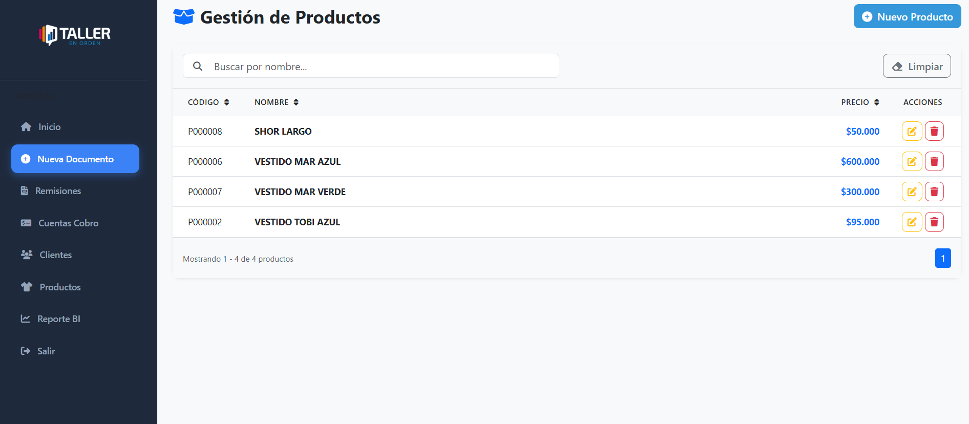 Clientes y productos
